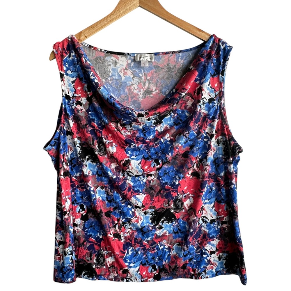 Tahari‎ ASL Plus SizeTop Floral Cowl Neck Chic Casual 2X Summer Office NWT